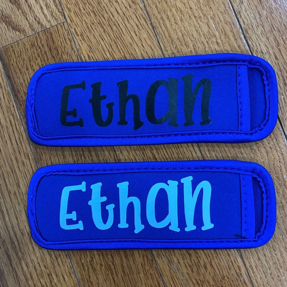 2 Custom Personalized “Ethan” Popsicle Holder Sleeves Party Favor Ice Pop Koozie